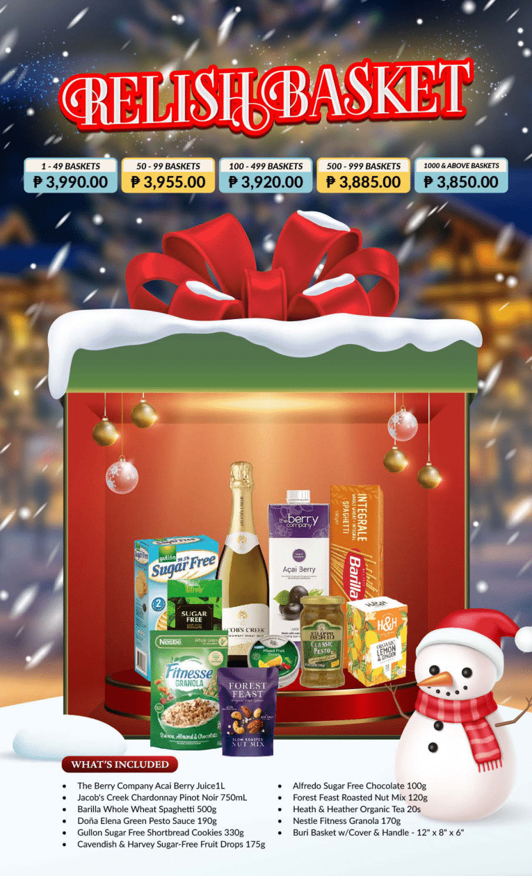 Christmas Baskets For Philippine Companies Christmas Relish Basket with food and beverage gifts