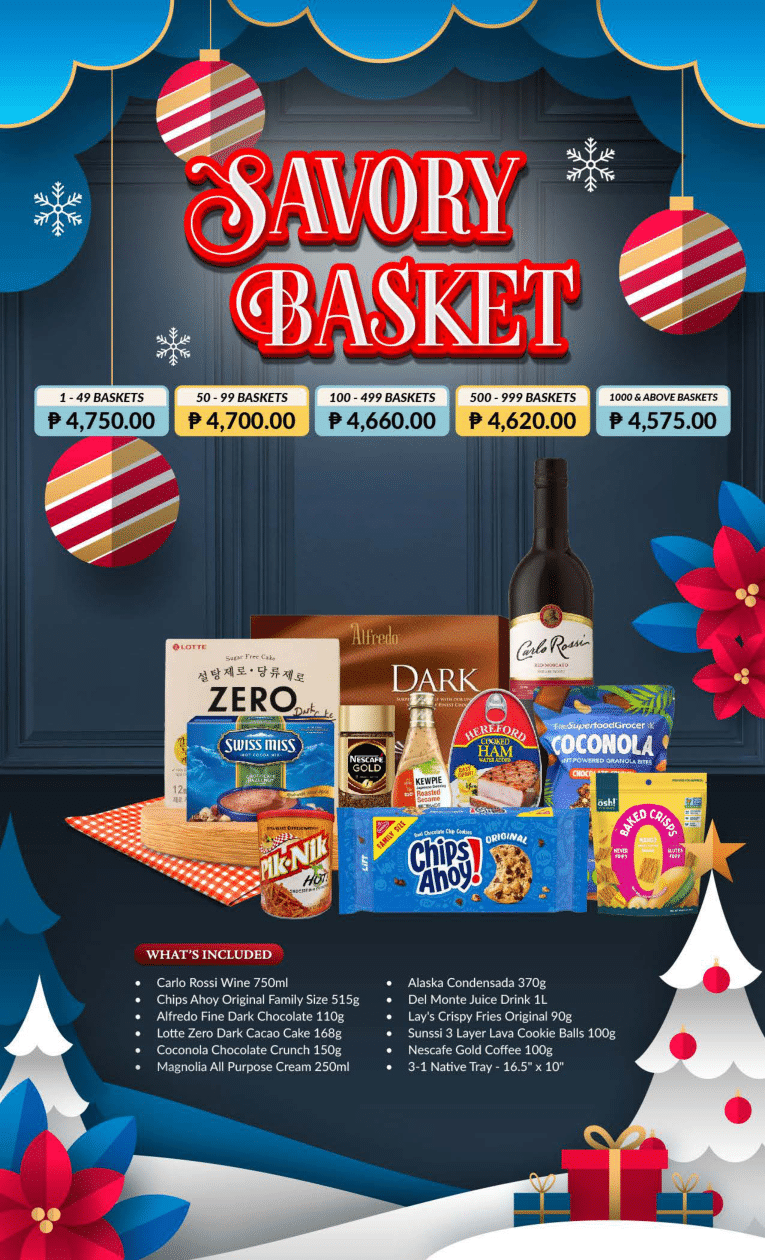Christmas Baskets For Philippine Companies Christmas Savory Basket with premium food gifts