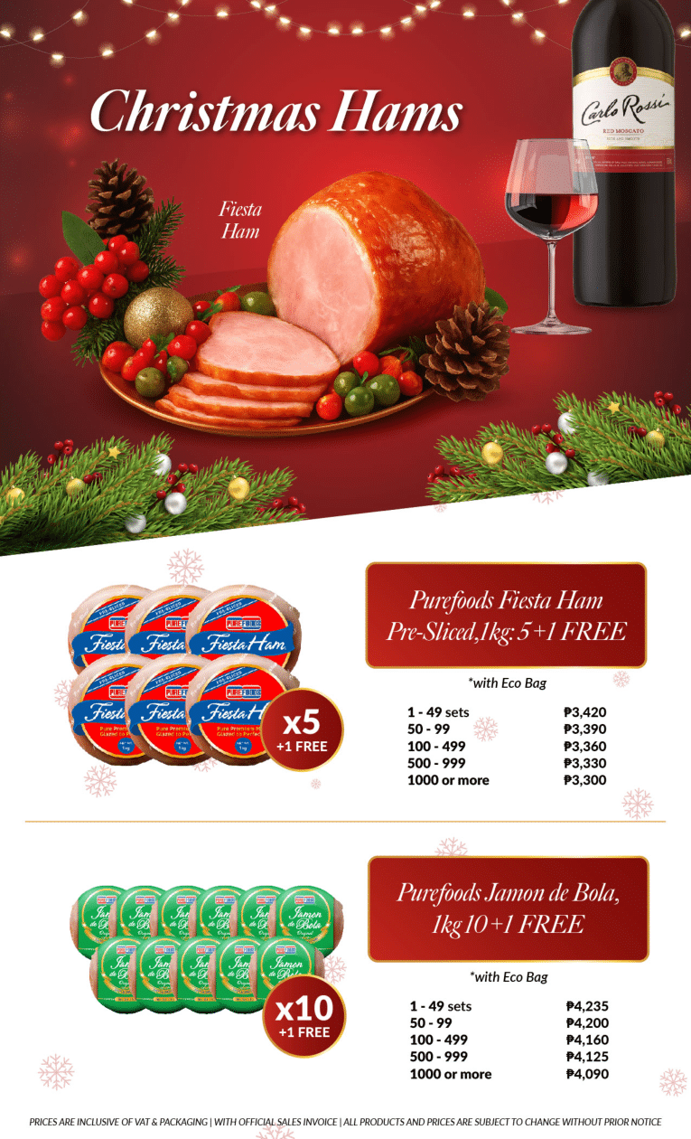 Christmas Baskets For Philippine Companies Purefoods Christmas ham package options for company orders