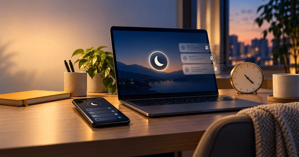 Your Team Shouldn’t Have To Keep Founder Hours Laptop and phone with notifications muted at the end of the workday